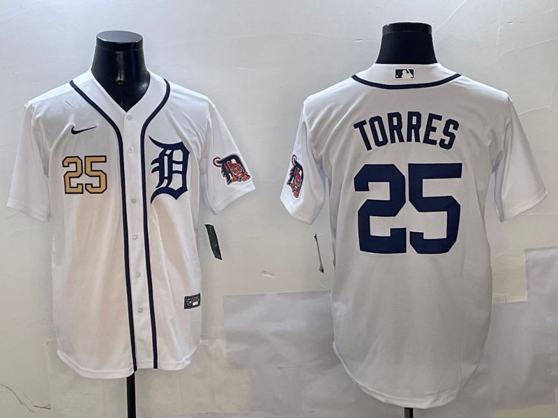 Men Detroit Tigers 25 Torres White Game 2025 Nike MLB Jersey style 3124